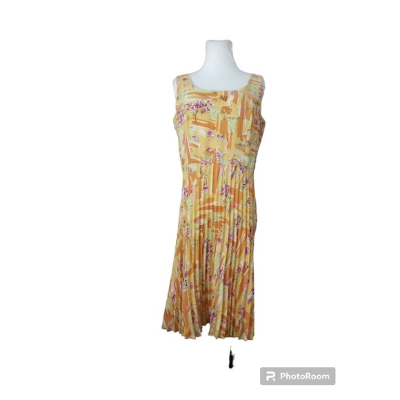 danny nicole dress Sheath Pleated Flowy Beach Scene Print Colorful 10P - Picture 1 of 10
